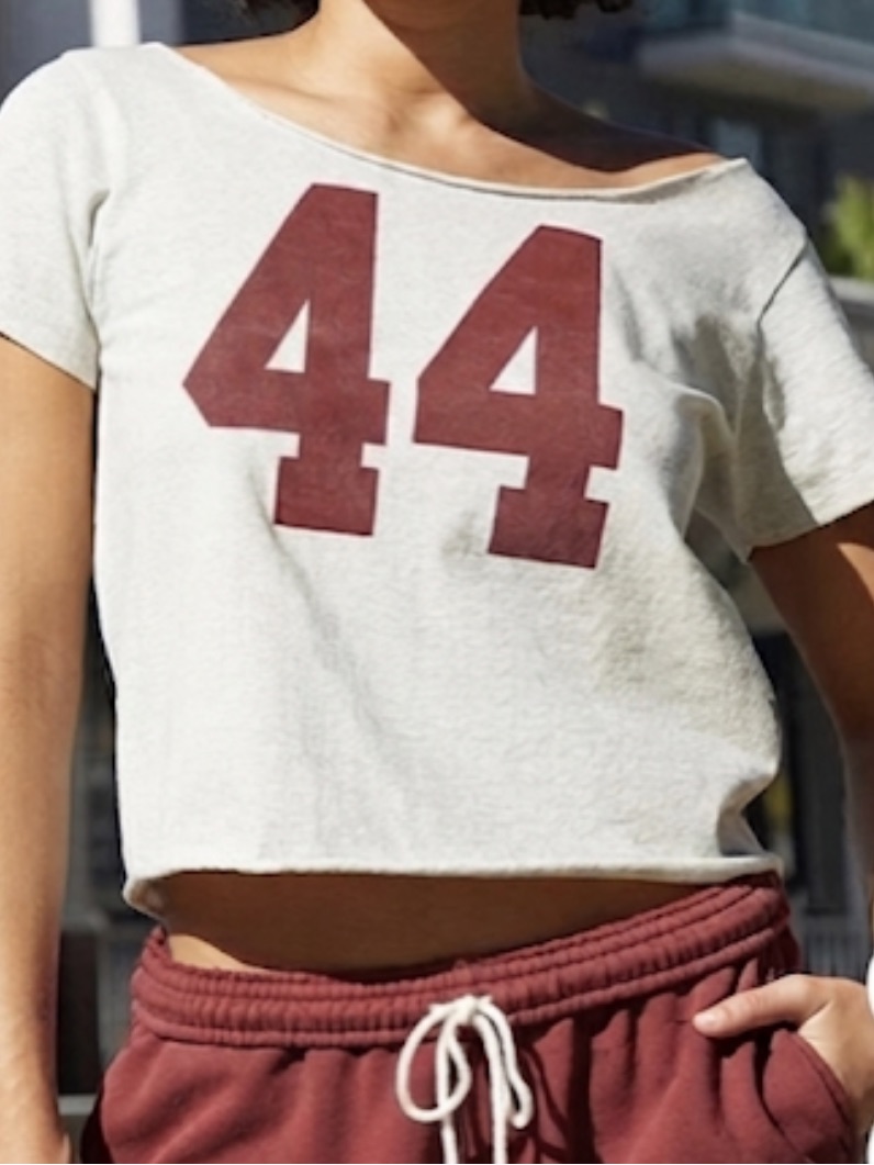 Brandy Melville/John Galt- White Short Sleeve Tee With Red 44